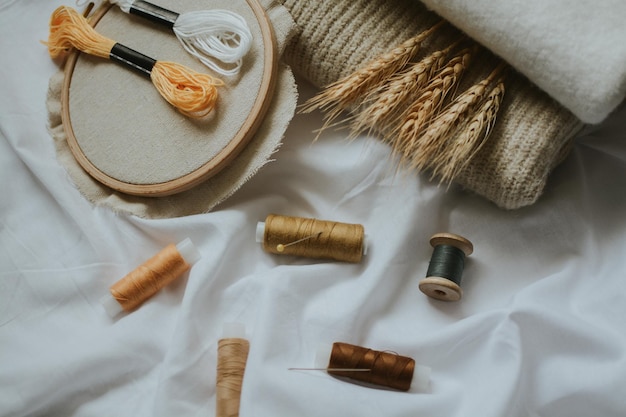 needle and thread on fabric